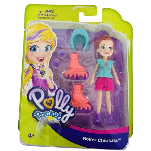5 for $25| Polly Pocket Active Roller Chic Lila Adventure Doll w/ Skate - Picture 4 of 8